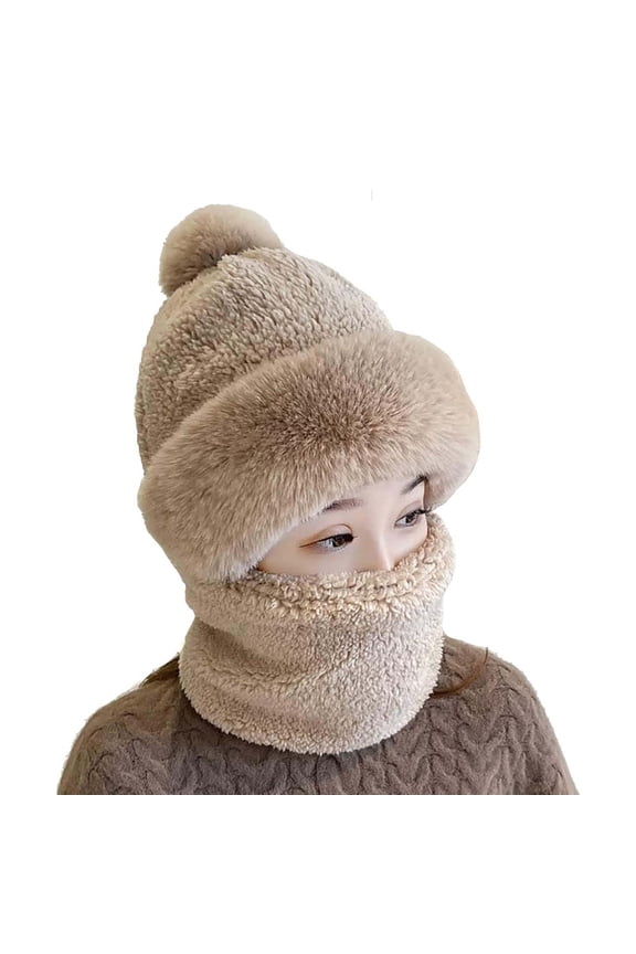3-In-1 Beanie Hat with Scarf & Mask Winter Balaclava Ski Mask 3 In 1 Beanie Scarf Set Winter Warm Scarf Set Balaclava Hat Knitted Ski Hat Neck Circle Scarf Snow Caps A One Size