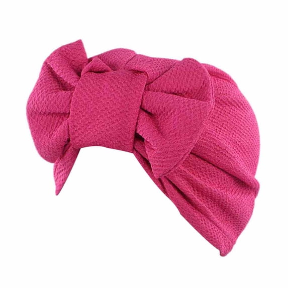 Sillenn Bow Knot Turban Head Wrap Turban Hat Bowknot Stretch Solid Hijab Headwrap Chemo Headwear Skull Cap Hair Loss Cover Bowknot Turban Headband Non Slip Bonnet Beanie Headwrap Hats Hot Pink