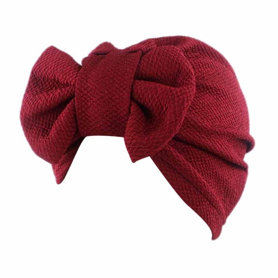 Sillenn Bow Knot Turban Head Wrap Womens Turban Hat Bowknot Stretch Solid Hijab Headwrap Chemo Headwear Skull Cap Hair Loss Cover Bowknot Turban Headband Non Slip Bonnet Beanie Headwrap Hats Red
