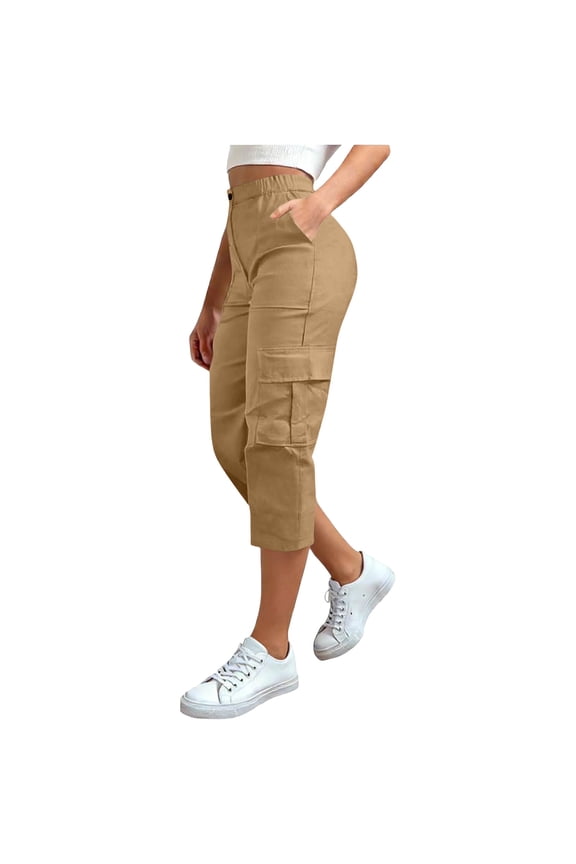 Cargo Capris for Women Women Summer Capri Pants Soft Cargo Capris Cargo Capris for Women Loose Casual Capris Womens Quick Dry Capris Outdoor Capri Pants Quick Dry Capris Khaki M