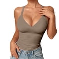 thumbnail image 1 of Sillenn Deep V Neck Racerback Tank Tops with Built In Bra 1Pc Yoga Gym Racerback V Neck Tank Tops Ribbed Knit Athletic Sleeveless Gym Tops 2026 Ribbed Racerback Workout Camisole Tops Khaki S, 1 of 6
