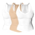 thumbnail image 1 of Sillenn Deep V Neck Racerback Tank Tops with Built In Bra 3Pc Racerback Comfy Undershirt Cami Tank Cotton Undershirts Lightweight Built-In Bra Layering Camisole Vests V Neck Racerbac Light Ashy S, 1 of 8