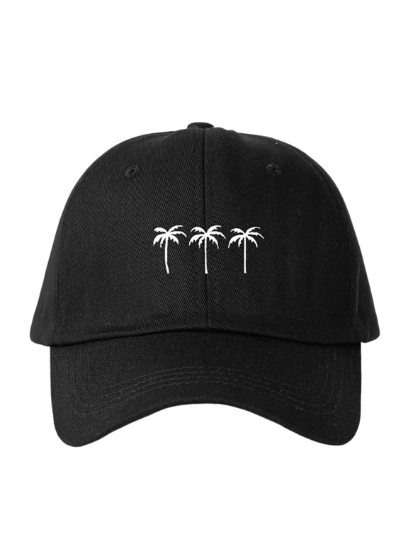 Embroidered Printed Baseball Cap Tree Hat Summer Beach Baseball Hats for Women Men Lightweight Adjustable Casual Sun Hat Summer Trucker Cap Vacation Travel Outdoor Dad Headwear Hat Black