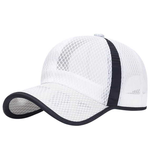 Sillenn Full Mesh Breathable Baseball Cap for Men Women Quick Dry Mesh Sport Baseball Cap Plain Baseball Cap Athletic Fitted Cap Adjustable Outdoor Sun Hat Lightweight Trucker Hat White One Size