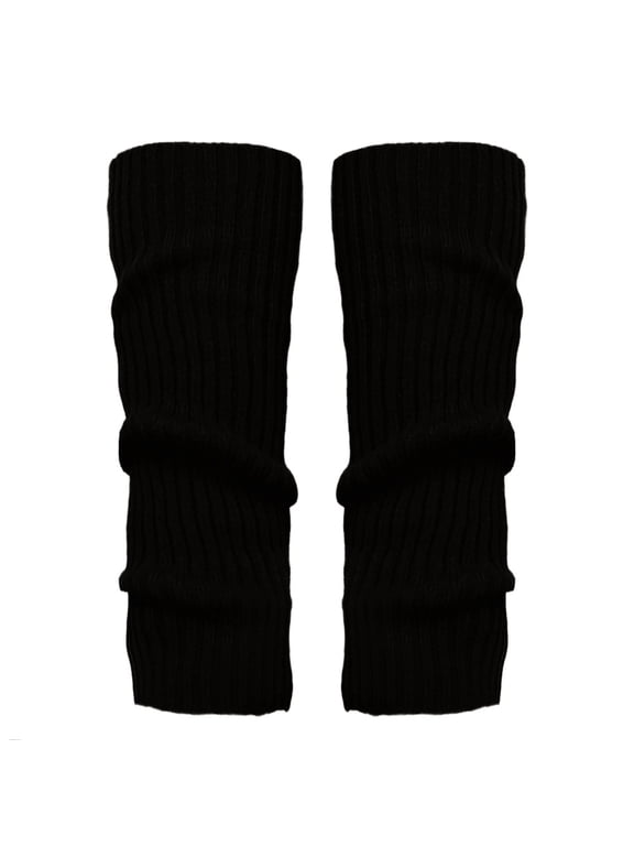 Leg Warmers for Women Ribbed Knit Slouch Leg Warmers Stretch Over Knee Long Boot Socks Soft Winter Warm Knitted Leg Covers Yoga Party Casual Soft Knit Leg Warmers for Cold Weather Black