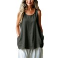 thumbnail image 1 of Sillenn Linen Tank Tops Flowy Scoop Neck Basic Tank Shirt Oversized Summer Casual Camisole Sleeveless Linen T Shirts Loose Lightweight Gauze Tunic Blouses Plus Size Gauze Cami Shirts Dark Gray S, 1 of 8