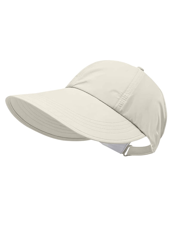 Sun Hats for Women Outdoor Wide Brim Summer Sun Baseball Hat Uv Protection Hiking Fishing Hat Summer Beach Packable Visor with Ponytail-Hole Lightweight Quick Dry Outdoor Sports Cap Beige