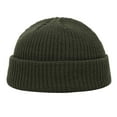 thumbnail image 1 of Sillenn Unisex Ribbed Knit Docker Beanie Short Rolled Cuff Skullcap Retro Streetwear Winter Warm Hat Warm Cuffed Swag Knit Short Fisherman Beanie for Men Women Winter Hats Trawler Skull Cap Green, 1 of 1