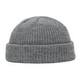 thumbnail image 1 of Sillenn Unisex Ribbed Knit Docker Beanie Short Rolled Cuff Skullcap Retro Streetwear Winter Warm Hat Warm Cuffed Swag Knit Short Fisherman Beanie Men Women Winter Hats Trawler Skull Cap Dark Gray, 1 of 1