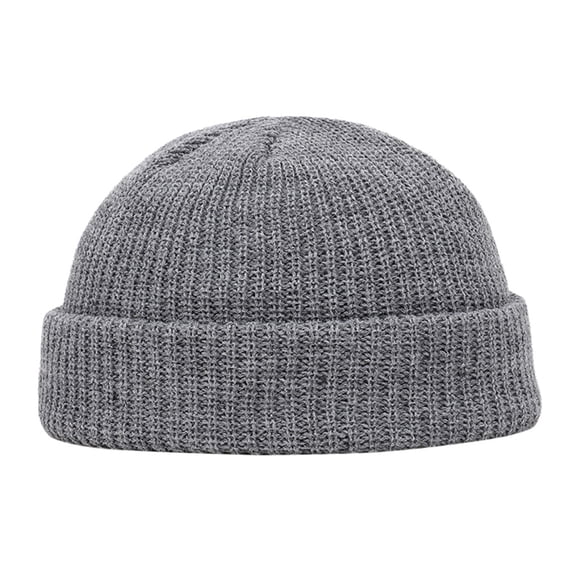 Sillenn Unisex Ribbed Knit Docker Beanie Short Rolled Cuff Skullcap Retro Streetwear Winter Warm Hat Warm Cuffed Swag Knit Short Fisherman Beanie Men Women Winter Hats Trawler Skull Cap Dark Gray