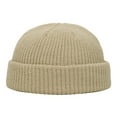 thumbnail image 1 of Sillenn Unisex Ribbed Knit Docker Beanie Short Rolled Cuff Skullcap Retro Streetwear Winter Warm Hat Warm Cuffed Swag Knit Short Fisherman Beanie for Men Women Winter Hats Trawler Skull Cap Khaki, 1 of 1