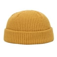 thumbnail image 1 of Sillenn Unisex Ribbed Knit Docker Beanie Short Rolled Cuff Skullcap Retro Streetwear Winter Warm Hat Warm Cuffed Swag Knit Short Fisherman Beanie for Men Women Winter Hats Trawler Skull Cap Brown, 1 of 1