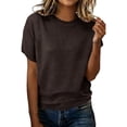 thumbnail image 1 of Sillenn Women's Short Sleeve Crew Neck Knit Sweater Shirts Business Casual Work Tops Summer Soft Breathable Crew Neck Pullover Tops Lightweight Sweater Tops 2026 Dressy Casual Outfits Coffee Xxl, 1 of 9