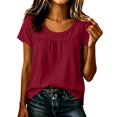 thumbnail image 1 of Sillenn Womens Plus Size Gauze Shirts Short Sleeve Cotton Linen Crewneck Pullover Tops Empire Waist Flowy Peplum Loose Tunic Blouses Lightweight Gauze Business Casual Office Work Basic Tops Wine Xl, 1 of 4