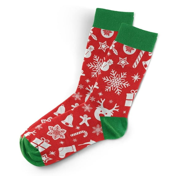 Sillies Sock Christmas Red And White Pattern Socks - Funny Novelty Unisex Sock Set, Woven Art, Fun Unique Patterns And Designs