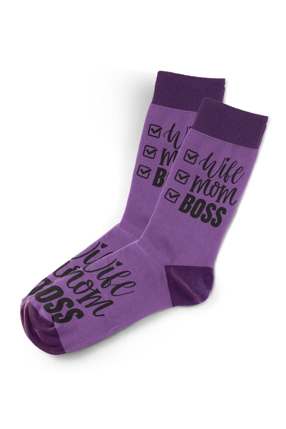 Sillies Sock Wife Mom Boss Socks - Funny Novelty Unisex Sock Set, Woven Art, Fun Unique Patterns And Designs