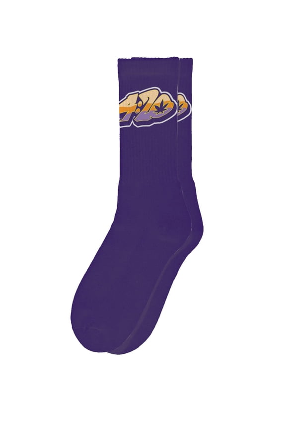 420 Purple Socks - Funny Novelty Adult Unisex Sock Set, Woven Art, Fun Unique Patterns And Designs