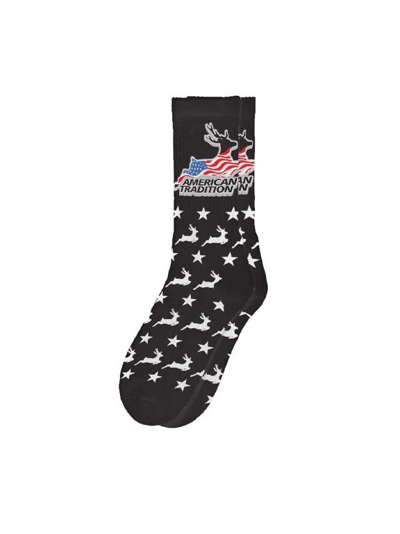 American Tradition Deer Socks - Funny Novelty Unisex Sock Set, Woven Art, Fun Unique Patterns And Designs