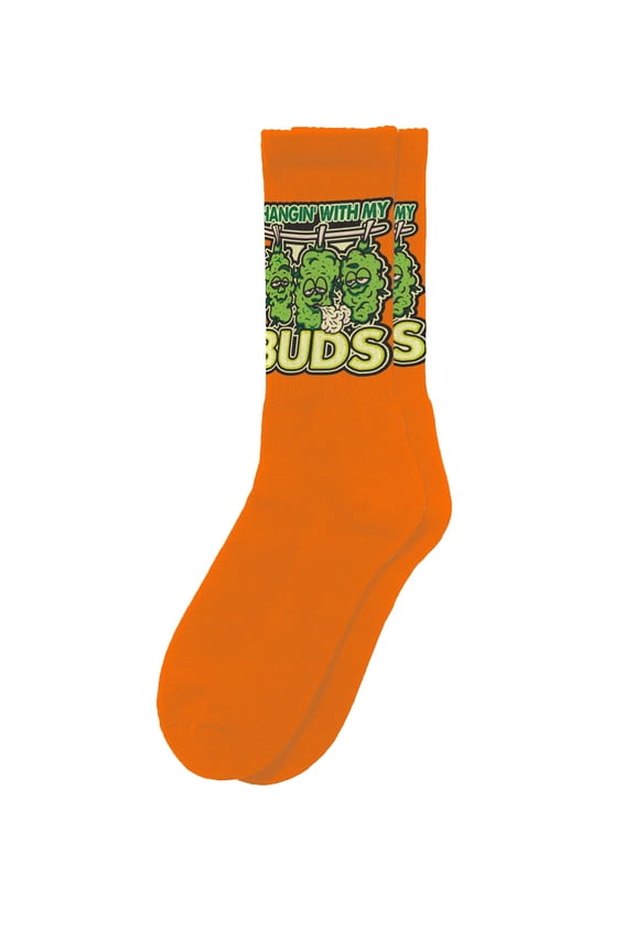 Hangin With My Buds Socks - Funny Novelty Adult Unisex Sock Set, Woven Art, Fun Unique Patterns And Designs