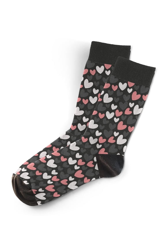Heart On Black Socks - Funny Novelty Unisex Sock Set, Woven Art Socks, Fun Unique Patterns And Designs, Silly Crew Socks Gift