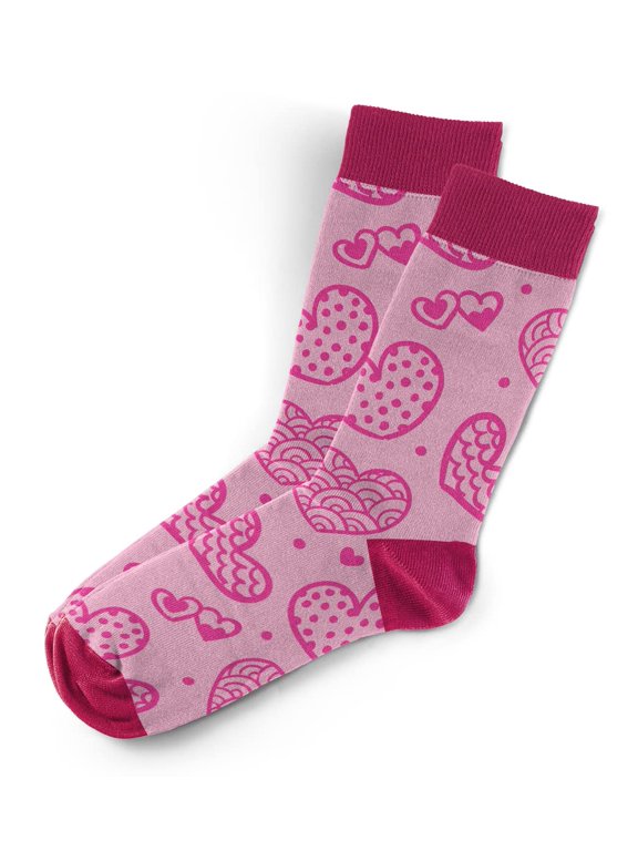 Heart Pattern Socks - Funny Novelty Unisex Sock Set, Woven Art Socks, Fun Unique Patterns And Designs, Silly Crew Socks Gift