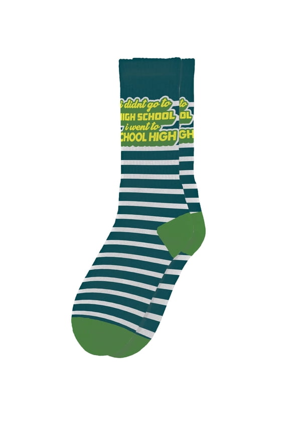 I Went To School High Socks - Funny Novelty Adult Unisex Sock Set, Woven Art, Fun Unique Patterns And Designs