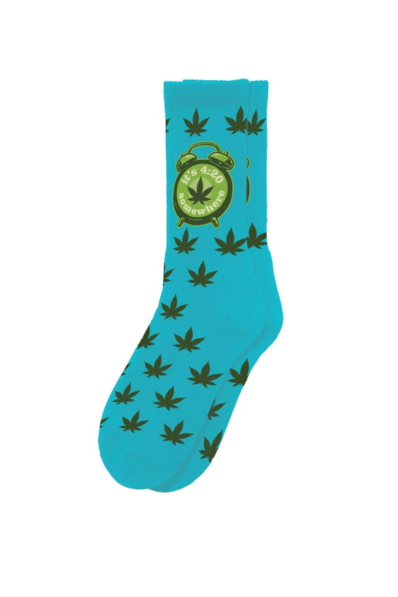 Its 420 Somewhere Socks - Funny Novelty Adult Unisex Sock Set, Woven Art, Fun Unique Patterns And Designs