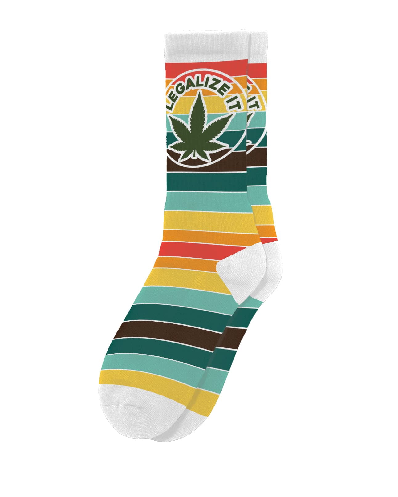 weed dress socks Green and White Marijuana Leaf Crew Uniquely Canadian designs to upgrade your drawer with bold Herbalist Athletic Socks - Weed