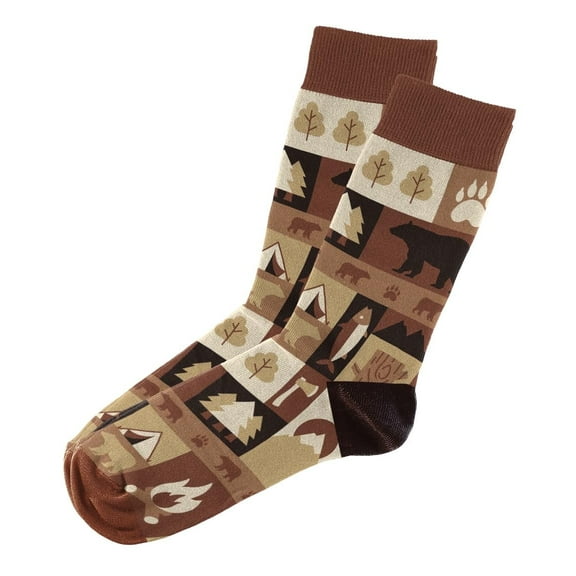 Sillies Socks Outdoor Socks - Bear, Fish, Campfire Pattern Novelty Unisex Sock Set, Fun Unique Designs