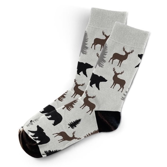 Sillies Socks Outdoor Socks - Bears, Deers And Trees Novelty Unisex Sock Set, Fun Unique Designs
