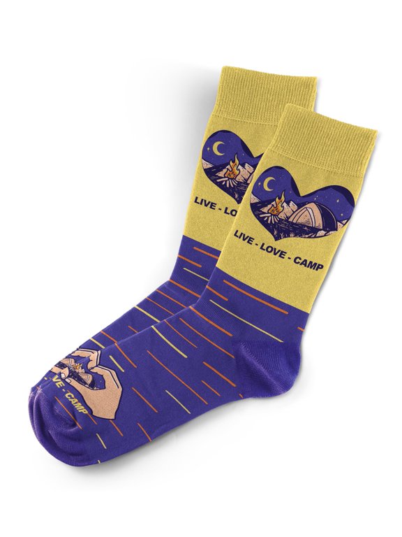 Outdoor Socks - Live Love Camp Novelty Unisex Sock Set, Fun Unique Designs