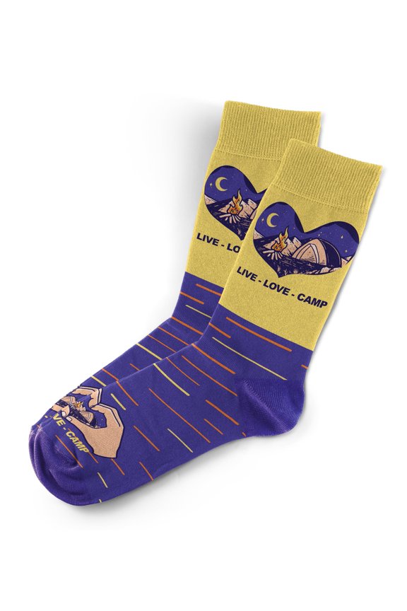 Outdoor Socks - Live Love Camp Novelty Unisex Sock Set, Fun Unique Designs