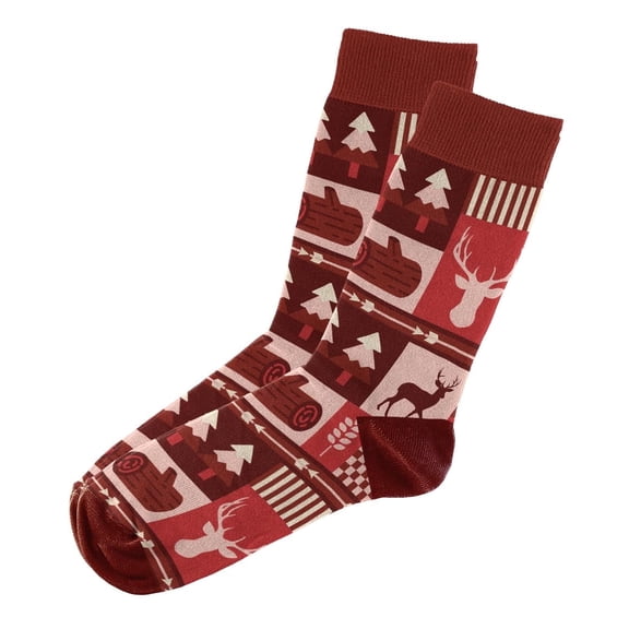 Sillies Socks Outdoor Socks - Red Deer In Woods Novelty Unisex Sock Set, Fun Unique Designs