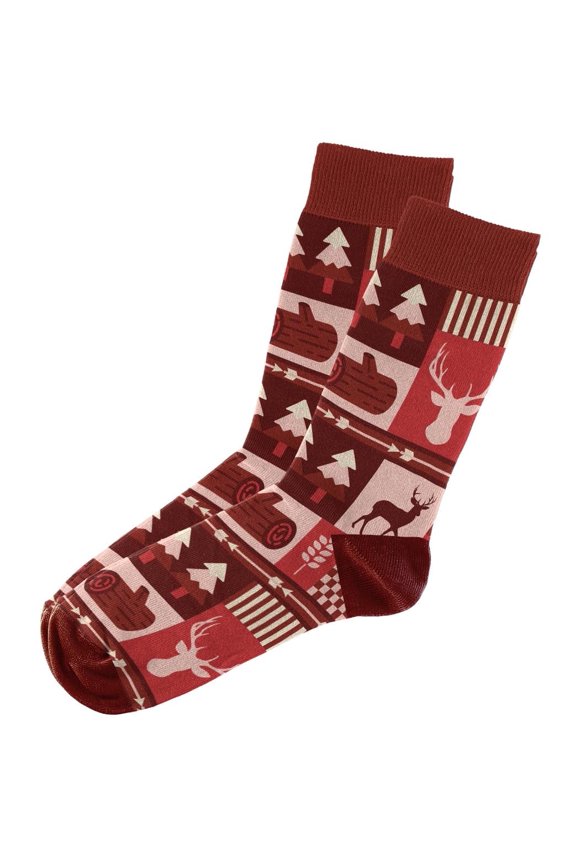 Outdoor Socks - Red Deer In Woods Novelty Unisex Sock Set, Fun Unique Designs