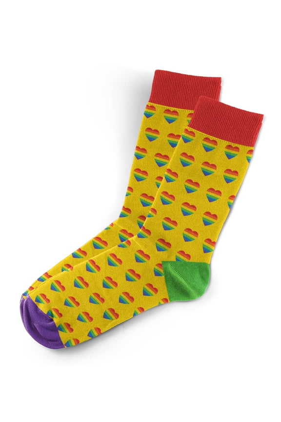 Pride Hearts Socks - Funny Novelty Unisex Sock Set, Woven Art Socks, Fun Unique Patterns And Designs, Silly Crew Socks Gift