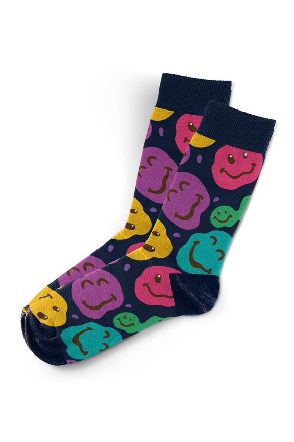 Smooshy Smiles Socks - Funny Novelty Unisex Sock Set, Woven Art Socks, Fun Unique Patterns And Designs, Silly Crew Socks Gift