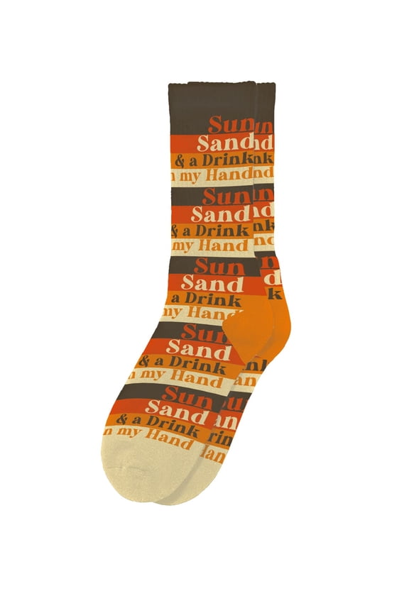 Sun Sand Drink in My Hand Socks - Novelty Unisex Sock Set