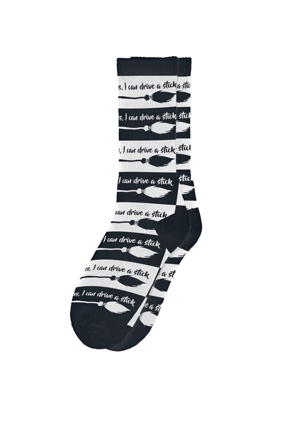 Witches Broom Socks - Novelty Unisex Sock Set, Fun Unique Designs