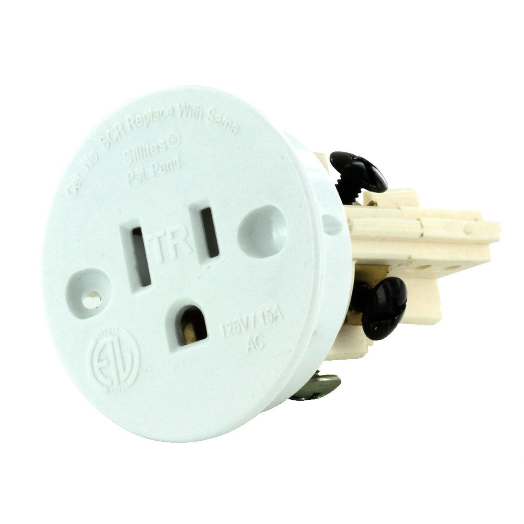 White Tamper Resistant Flush Mount Receptacle with Cover Cap