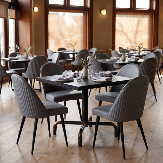 Silloth Armless Dining Chair Gray Dining Chair, Modern Style, Plush and durable faux leather fabric, Steel, Indoor Dining