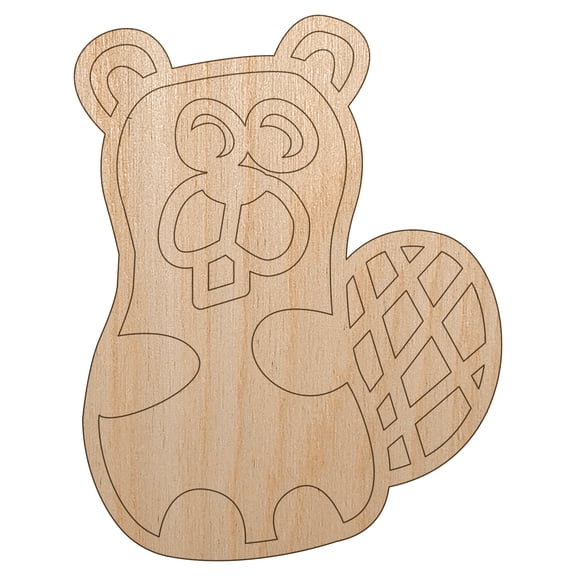 Silly Beaver Doodle Wood Shape Unfinished Piece Cutout Craft DIY Projects - 4.70 Inch Size - 1/8 Inch Thick