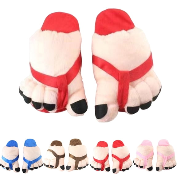 Silly Big Feet Slippers For Women Men Cute Fluffy Animal Slippers Warm Winter Wear Home Cozy Furry Soft Indoor Kawaii Shoes Pink 39