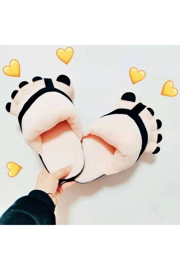 Silly Big Feet Slippers For Women Fuzzy House On Indoor Outdoor Bedroom Furry Lined Ladies Comfy Memory Foam Female Home Shoes Anti-Skid Rubber Hard Sole Black One Size