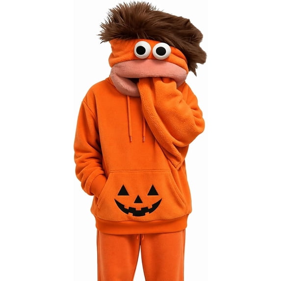Silly Big Mouth Monster Pullover Hoodie, Fluffy Fur Hair Flannel Fleece Sweatshirt with Kangaroo Pocket,Perfect Halloween Christmas Holiday Costume for K'ids & Adults (Sizes 110-150 / S-3XL)