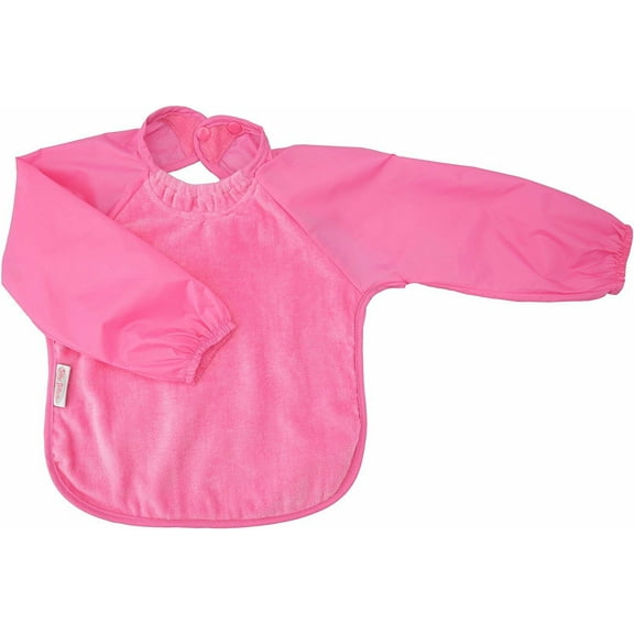 Silly Billyz Waterproof Cotton Velour & Nylon Long Sleeve Toweling Bib (Fuchsia, Large)