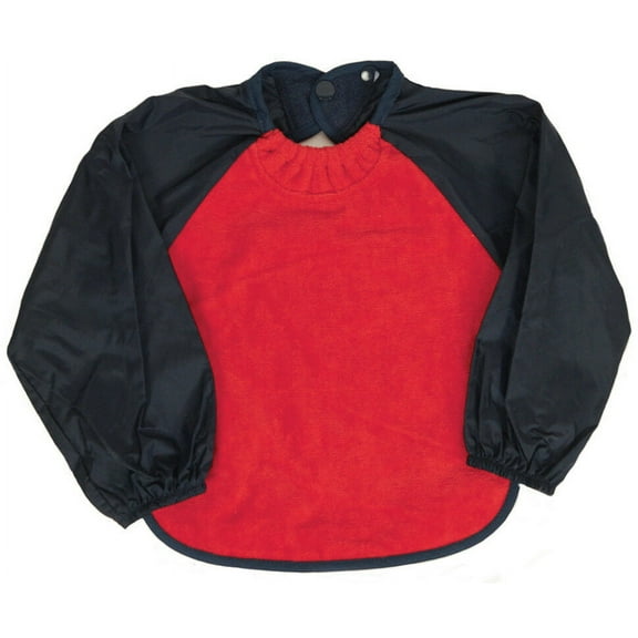 Silly Billyz Waterproof Cotton Velour & Nylon Long Sleeve Toweling Bib (Red, Large)