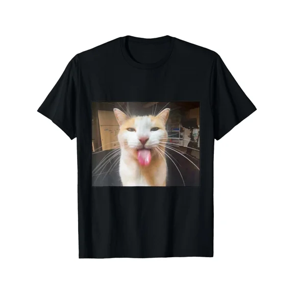 Silly Bleh Cat Meme T-Shirt 180g Cotton Short Sleeve