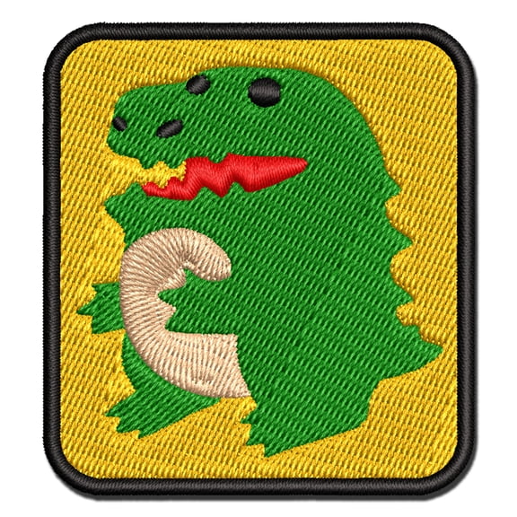 Silly Cartoon Dinosaur Applique Multi-Color Embroidered Hook & Loop Patch - 2.0 Inch Mini