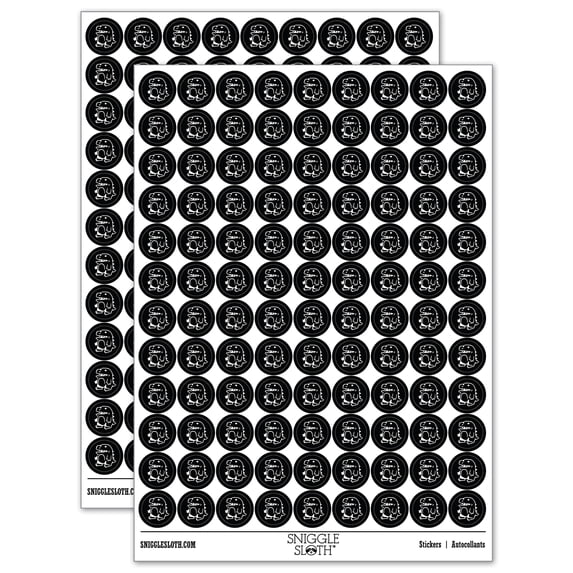 Silly Cartoon Dinosaur 200+ Round Stickers - Black - Matte Finish - 0.50" Size