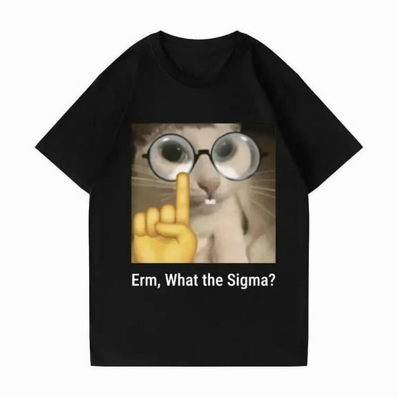 Silly Cat Graphic Vintage Tee: "Erm, What the Sigma?" - Funny Unisex Cotton Shirt for Cat Lovers